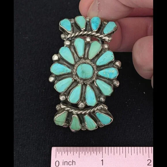 Fantastic Estate NAVAJO Native American Turquoise Sterling Silver Bracelet - Picture 5 of 5